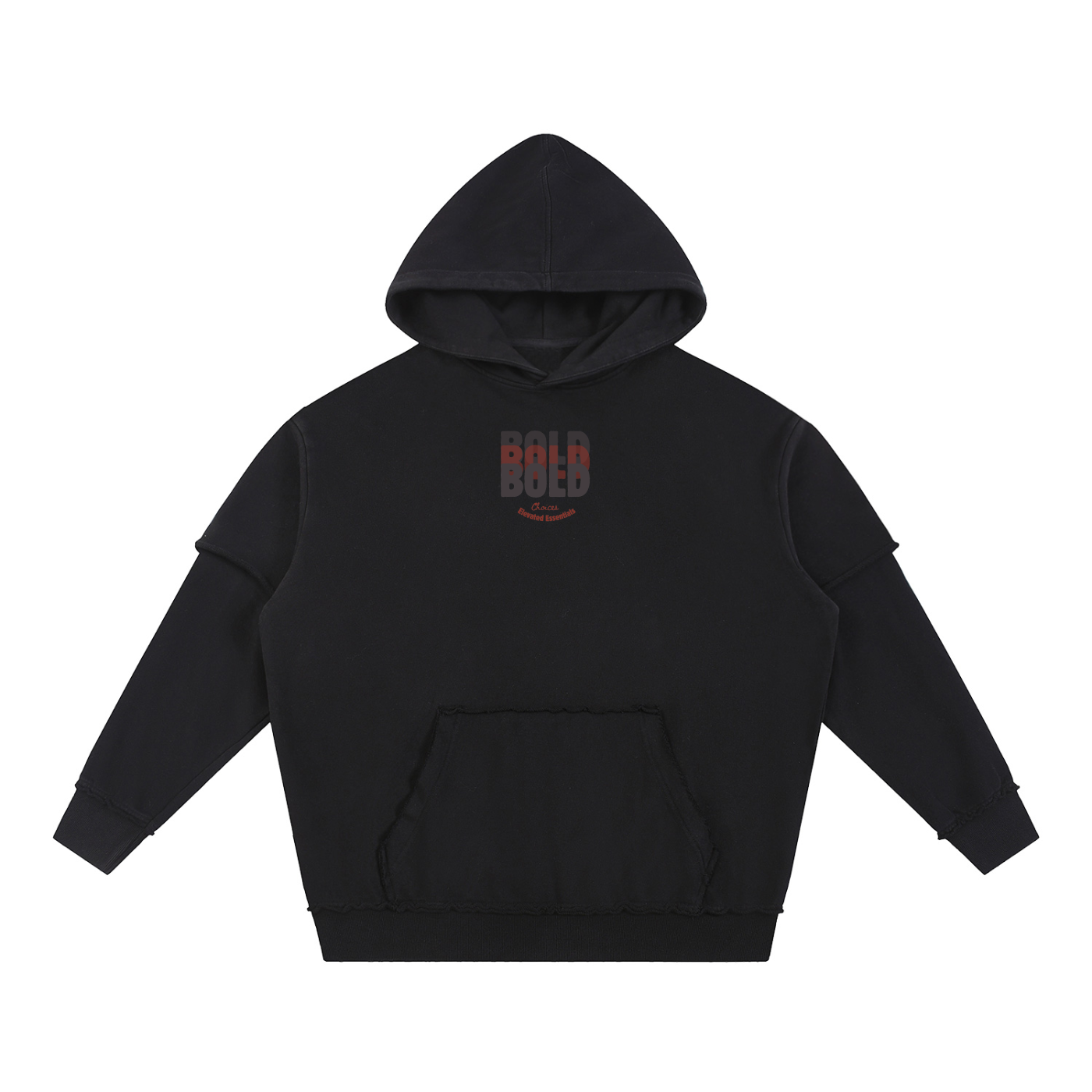 Snow Washed Raw Edge Double Layered Hoodie