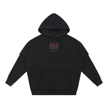 Snow Washed Raw Edge Double Layered Hoodie