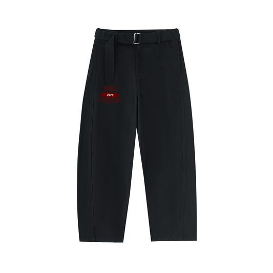 Belted Barrel-leg Chino Pants