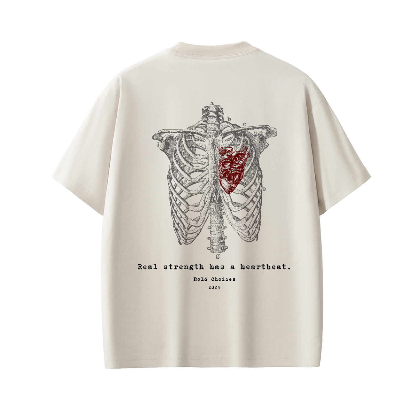 “Real Strength Has a Heartbeat” Anatomy Ribcage Tee – Bold Choices™