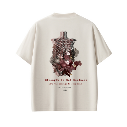 "Strength Is Not Hardness” Floral Anatomy Tee – Bold Choices™