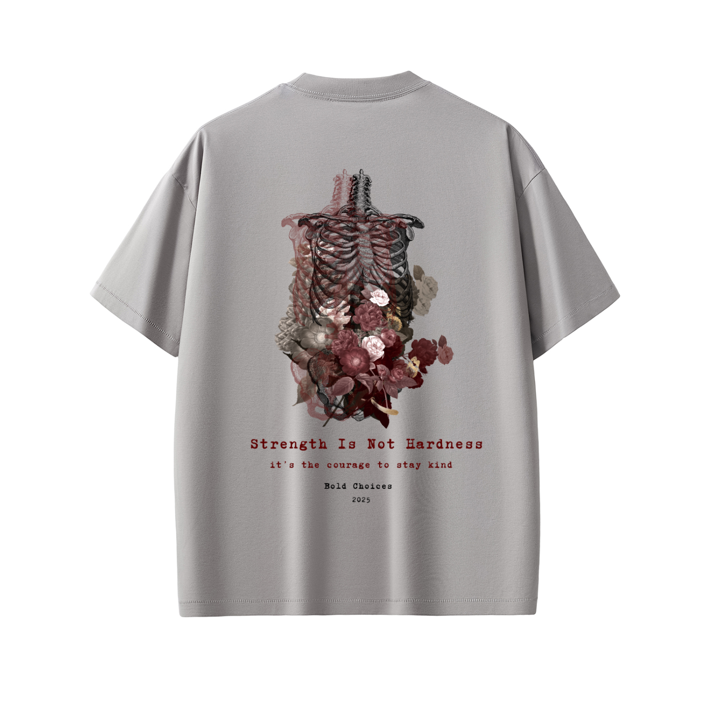 "Strength Is Not Hardness” Floral Anatomy Tee – Bold Choices™