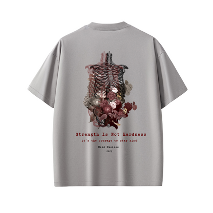 "Strength Is Not Hardness” Floral Anatomy Tee – Bold Choices™