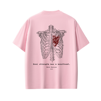 “Real Strength Has a Heartbeat” Anatomy Ribcage Tee – Bold Choices™