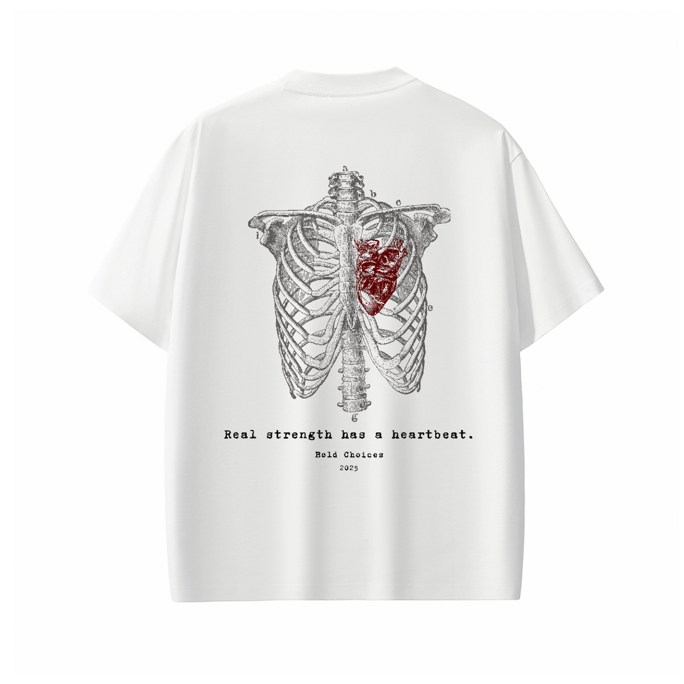 “Real Strength Has a Heartbeat” Anatomy Ribcage Tee – Bold Choices™