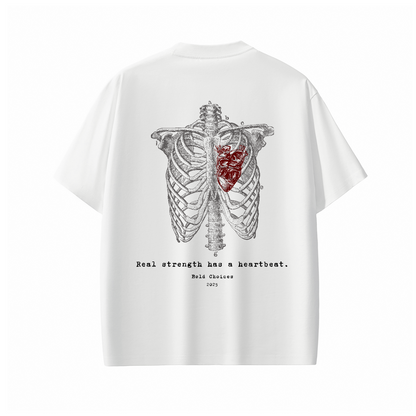 “Real Strength Has a Heartbeat” Anatomy Ribcage Tee – Bold Choices™