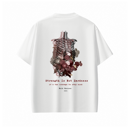 "Strength Is Not Hardness” Floral Anatomy Tee – Bold Choices™