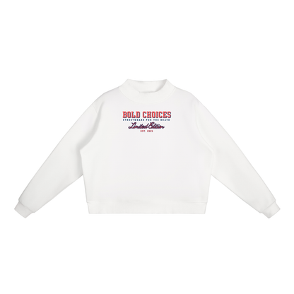 Essential Fleece Mock-Neck Crew Sweatshirt