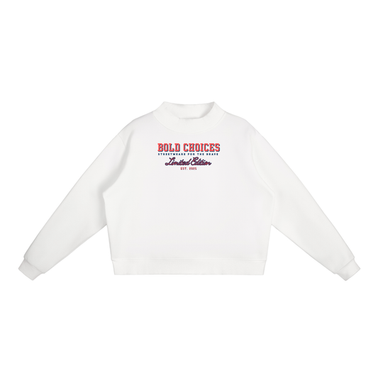 Essential Fleece Mock-Neck Crew Sweatshirt