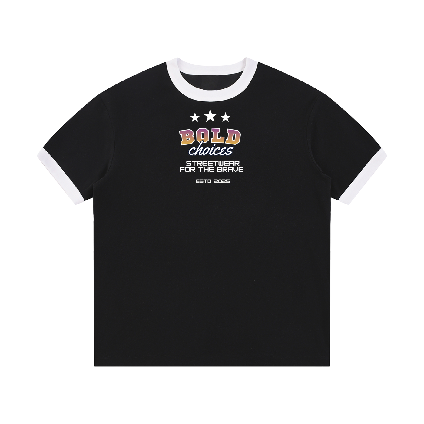 Contrast Edge Ribbed Crewneck T-Shirt