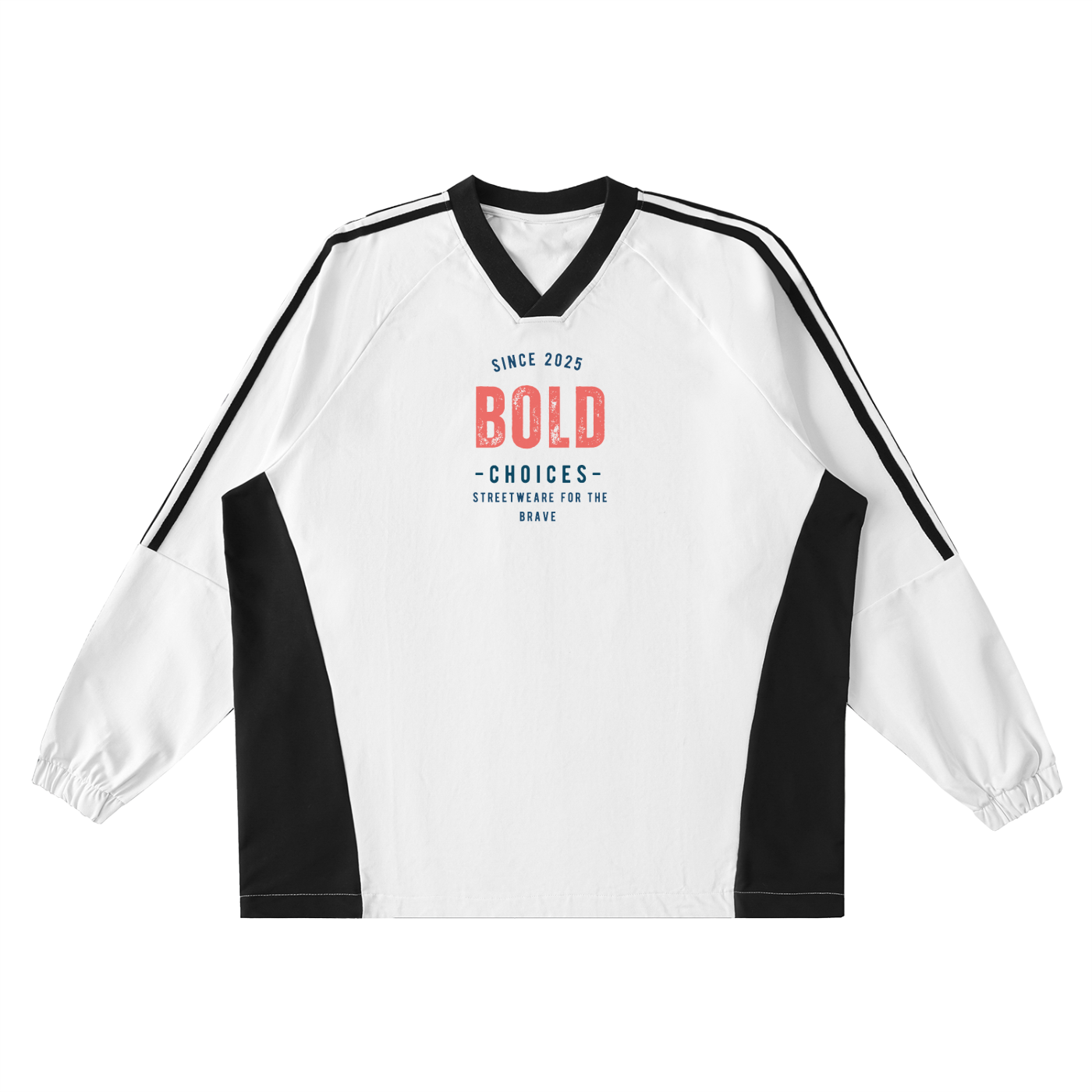 Color-Block V-Neck Long-Sleeve T-Shirt