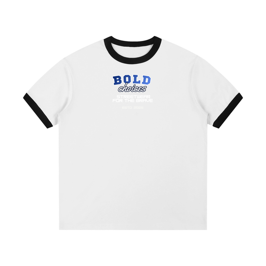 Contrast Edge Ribbed Crewneck T-Shirt