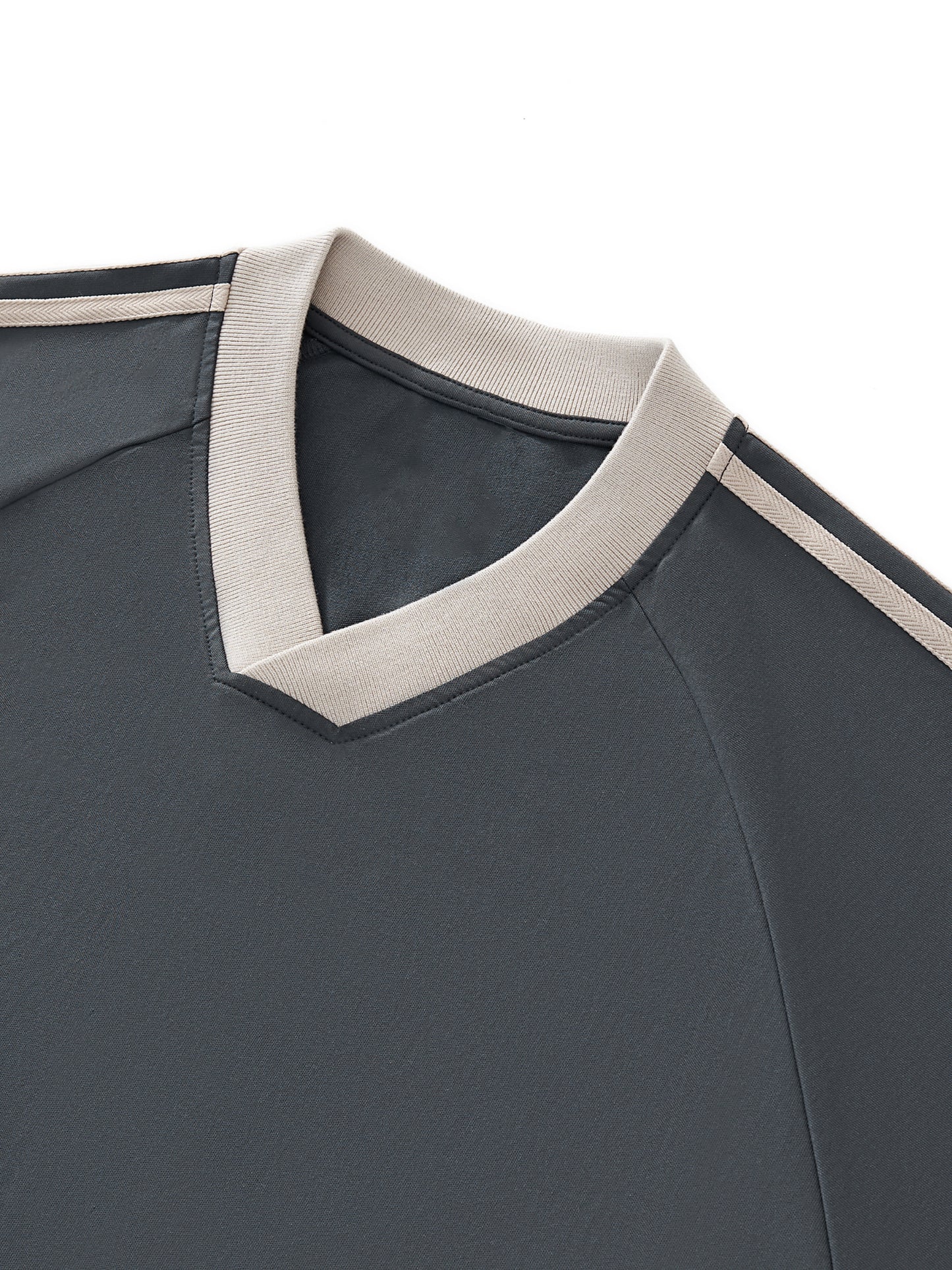 Color-Block V-Neck Long-Sleeve T-Shirt