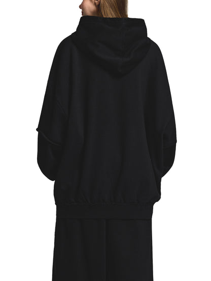 Snow Washed Raw Edge Double Layered Hoodie